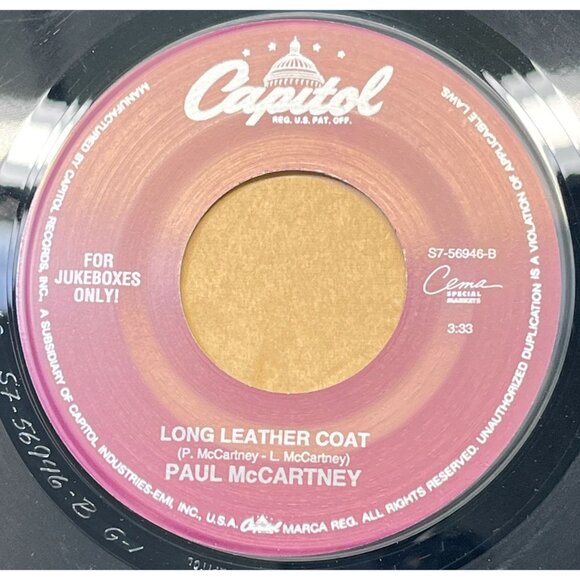 Paul McCartney Hope of Deliverance / Long Leather Coat 45 Rock Vinyl Beatles - Picture 2 of 6